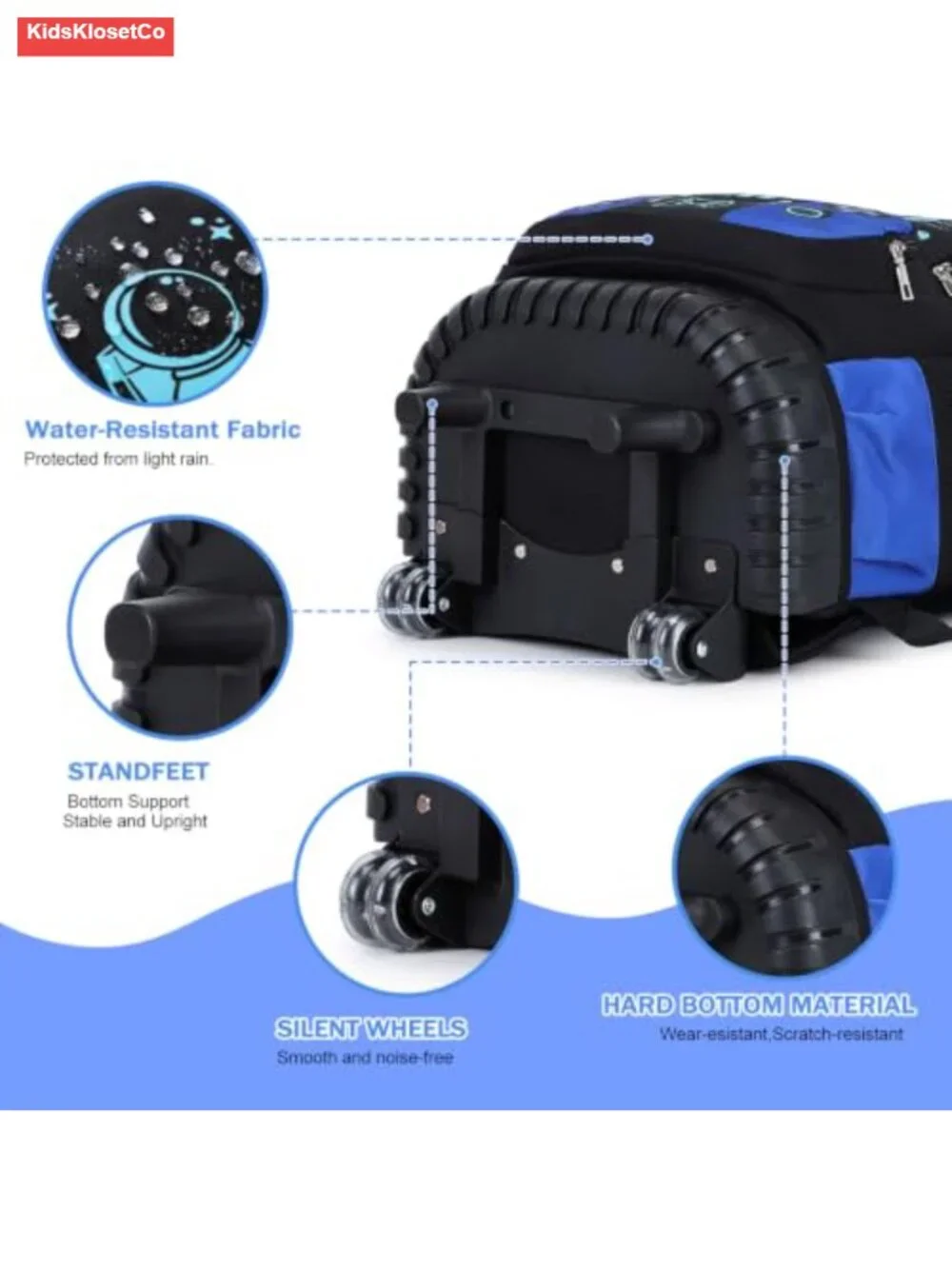 Rolling Backpack for Boys - Cool Luminous Gamer Wheeled Schoolbag with Lunch